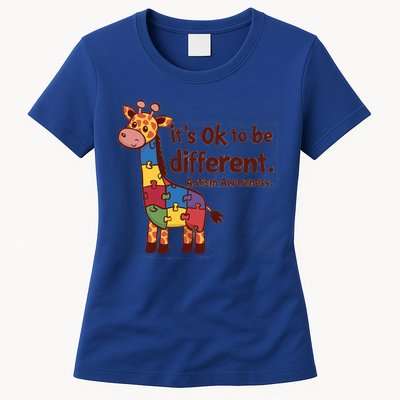 Autism Awareness ItS Ok To Be Different With Giraffe Cute Gift Womens T-Shirt