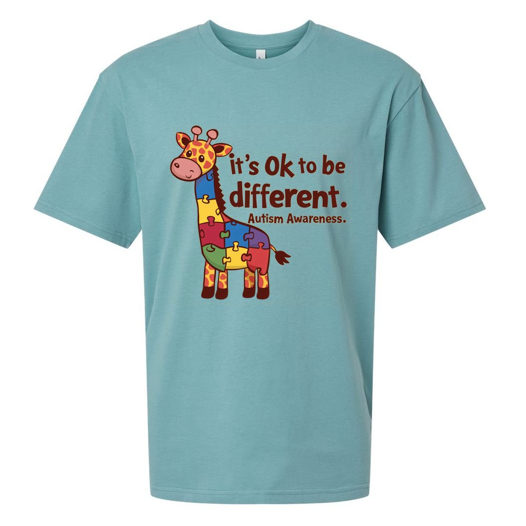 Autism Awareness ItS Ok To Be Different With Giraffe Cute Gift Sueded Cloud Jersey T-Shirt