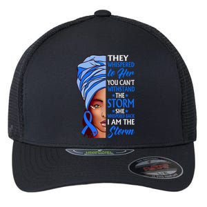 African Afro I Am The Storm Colon Cancer Awareness Gift Flexfit Unipanel Trucker Cap