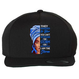 African Afro I Am The Storm Colon Cancer Awareness Gift Wool Snapback Cap