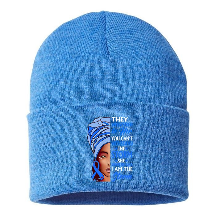 African Afro I Am The Storm Colon Cancer Awareness Gift Sustainable Knit Beanie