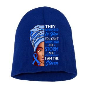 African Afro I Am The Storm Colon Cancer Awareness Gift Short Acrylic Beanie