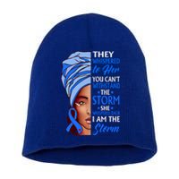 African Afro I Am The Storm Colon Cancer Awareness Gift Short Acrylic Beanie