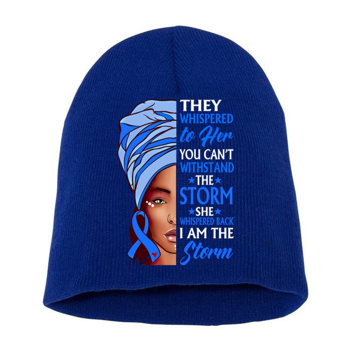 African Afro I Am The Storm Colon Cancer Awareness Gift Short Acrylic Beanie