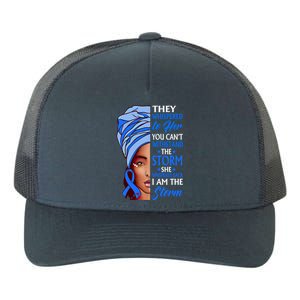 African Afro I Am The Storm Colon Cancer Awareness Gift Yupoong Adult 5-Panel Trucker Hat