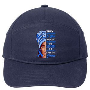 African Afro I Am The Storm Colon Cancer Awareness Gift 7-Panel Snapback Hat