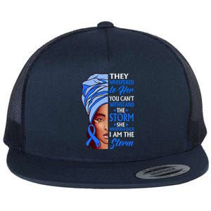 African Afro I Am The Storm Colon Cancer Awareness Gift Flat Bill Trucker Hat