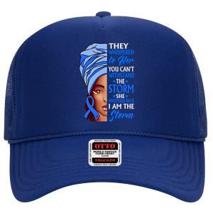 African Afro I Am The Storm Colon Cancer Awareness Gift High Crown Mesh Back Trucker Hat