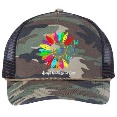 Autism Awareness Infinity Accept Understand Love Sunflower Retro Rope Trucker Hat Cap