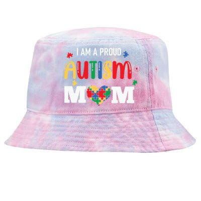 Autism Awareness I Am A Proud Autism Mom Gift Tie-Dyed Bucket Hat