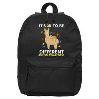 Autism Awareness It's Ok To Be Different Sloth Llama 16 in Basic Backpack