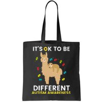 Autism Awareness It's Ok To Be Different Sloth Llama Tote Bag