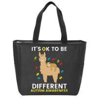 Autism Awareness It's Ok To Be Different Sloth Llama Zip Tote Bag