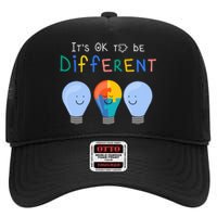 Autism Awareness It's ok to be Different Autism Awareness High Crown Mesh Back Trucker Hat