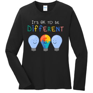 Autism Awareness It's ok to be Different Autism Awareness Ladies Long Sleeve Shirt