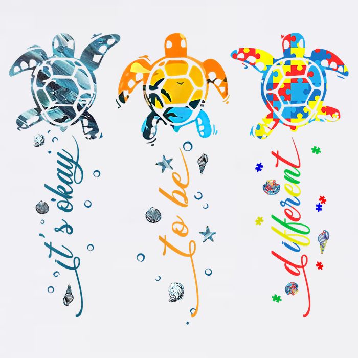 Autism Awareness It's Ok To Be Different Sea Turtle Planet Long Sleeve Shirt