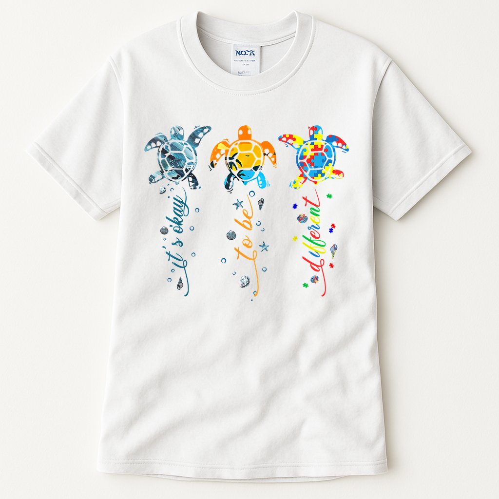 Autism Awareness It's Ok To Be Different Sea Turtle Planet Tall T-Shirt