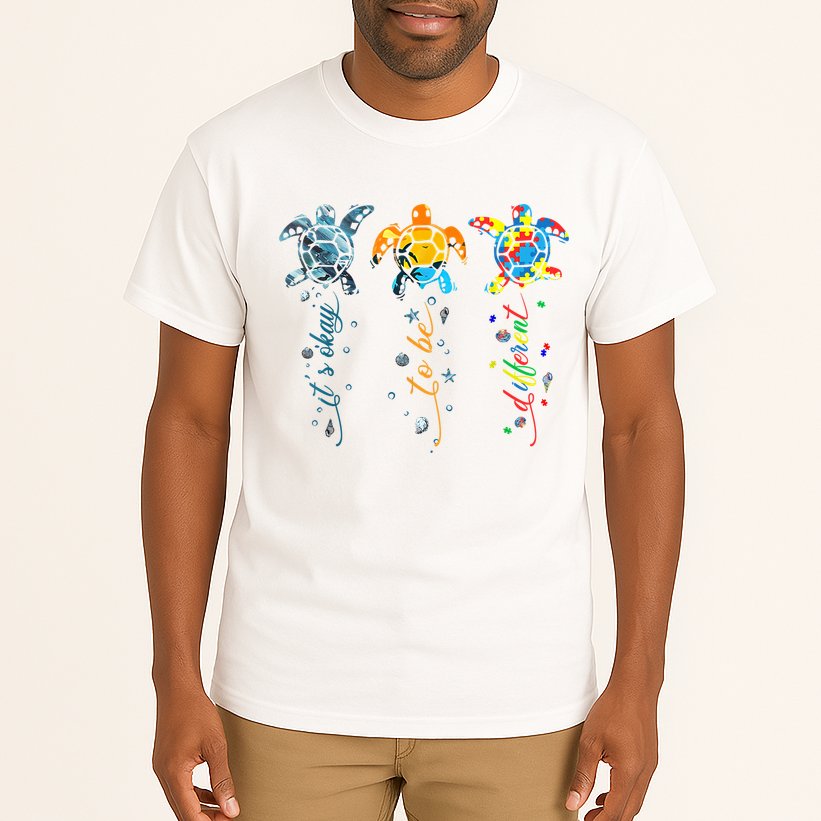 Autism Awareness It's Ok To Be Different Sea Turtle Planet Tall T-Shirt