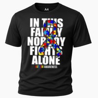 Autism Awareness In This Family Nobody Fights Alone Ribbon Cooling Performance Crew T-Shirt