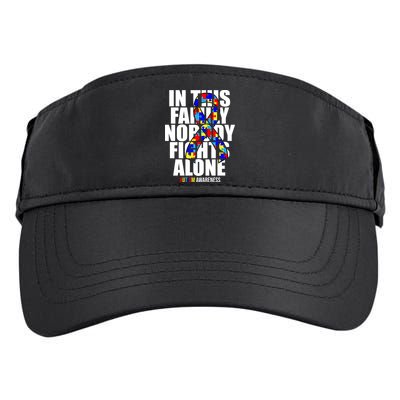 Autism Awareness In This Family Nobody Fights Alone Ribbon Adult Drive Performance Visor