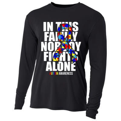 Autism Awareness In This Family Nobody Fights Alone Ribbon Cooling Performance Long Sleeve Crew
