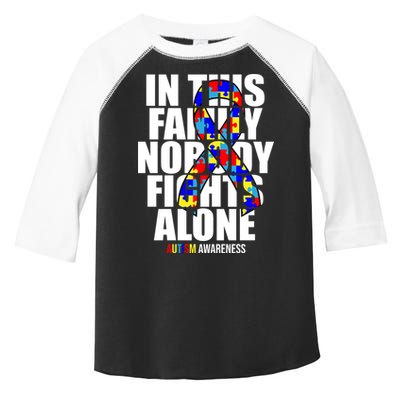 Autism Awareness In This Family Nobody Fights Alone Ribbon Toddler Fine Jersey T-Shirt