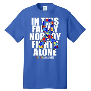 Autism Awareness In This Family Nobody Fights Alone Ribbon Tall T-Shirt