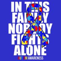 Autism Awareness In This Family Nobody Fights Alone Ribbon Bag