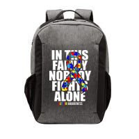 Autism Awareness In This Family Nobody Fights Alone Ribbon Vector Backpack