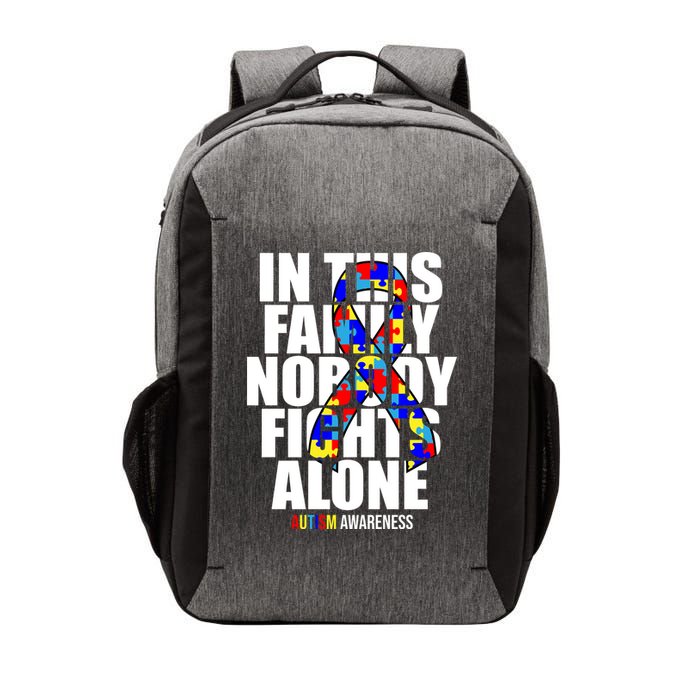 Autism Awareness In This Family Nobody Fights Alone Ribbon Vector Backpack