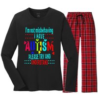 Austim Awareness I Have Autism Try Understand Gift Women's Long Sleeve Flannel Pajama Set 