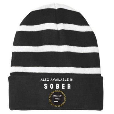 Also Available In Sober Funny Adult Drinking Humor Striped Beanie with Solid Band