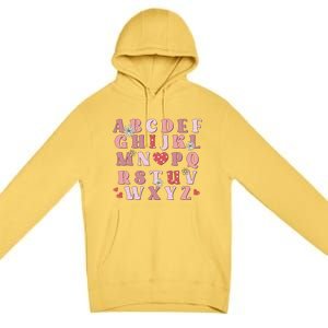 ABC Alphabet I Love You English Teacher Valentines Day Premium Pullover Hoodie