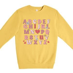 ABC Alphabet I Love You English Teacher Valentines Day Premium Crewneck Sweatshirt