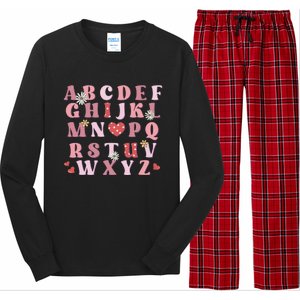 ABC Alphabet I Love You English Teacher Valentines Day Long Sleeve Pajama Set