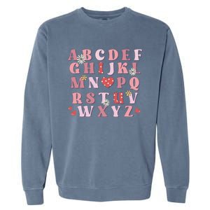 ABC Alphabet I Love You English Teacher Valentines Day Garment-Dyed Sweatshirt