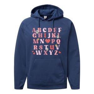 ABC Alphabet I Love You English Teacher Valentines Day Performance Fleece Hoodie