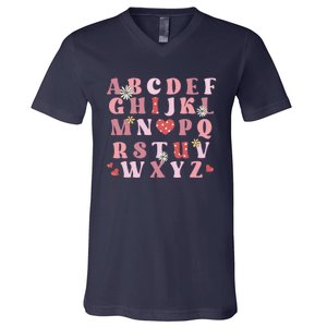 ABC Alphabet I Love You English Teacher Valentines Day V-Neck T-Shirt