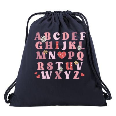 ABC Alphabet I Love You English Teacher Valentines Day Drawstring Bag