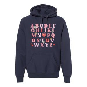 ABC Alphabet I Love You English Teacher Valentines Day Premium Hoodie