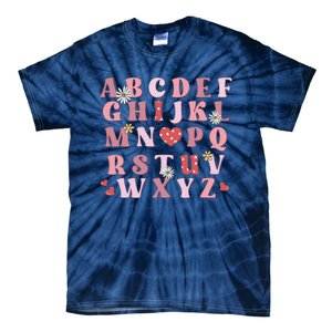 ABC Alphabet I Love You English Teacher Valentines Day Tie-Dye T-Shirt