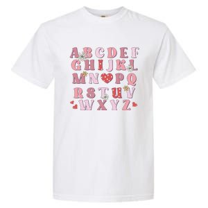 ABC Alphabet I Love You English Teacher Valentines Day Garment-Dyed Heavyweight T-Shirt