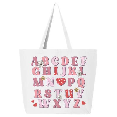 ABC Alphabet I Love You English Teacher Valentines Day 25L Jumbo Tote