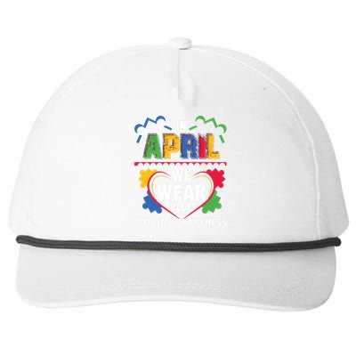 Autism Awareness In April We Wear Blue Graphic Snapback Five-Panel Rope Hat