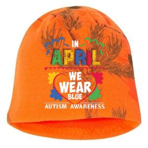 Autism Awareness In April We Wear Blue Graphic Kati - Camo Knit Beanie