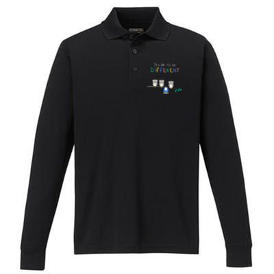 Autism Awareness It's ok to be Different Autism Awareness Performance Long Sleeve Polo