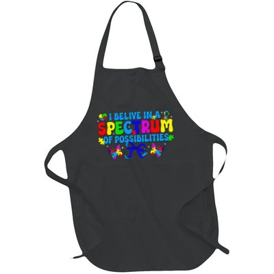 Autism Awareness I Believe In A Spectrum Of Possibilities Full-Length Apron With Pockets