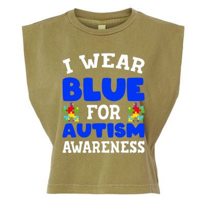 Autism Awareness I Wear Blue For Autism Awareness Garment-Dyed Women's Muscle Tee