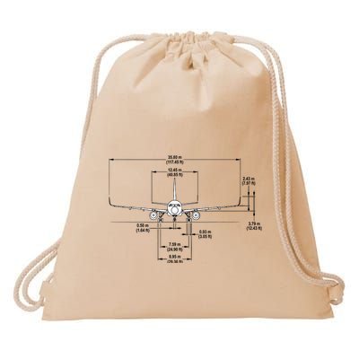 Airbus A320 Jet Airplane Schematic Aviation Pilot Gift Idea Drawstring Bag