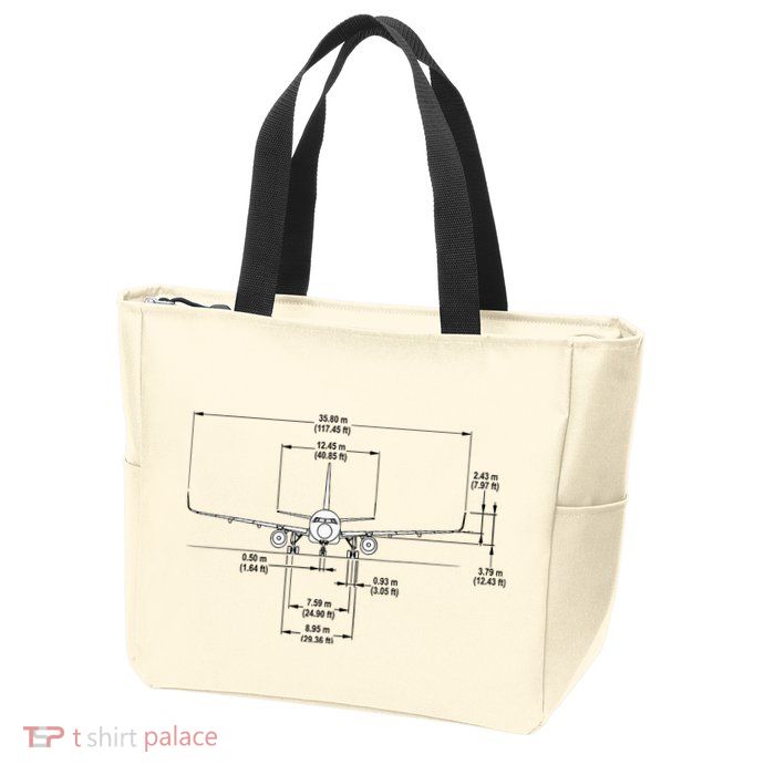 Airbus A320 Jet Airplane Schematic Aviation Pilot Gift Idea Zip Tote Bag